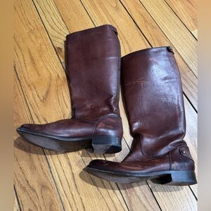 FRYE Melissa button back zip leather cognac Sz9.5